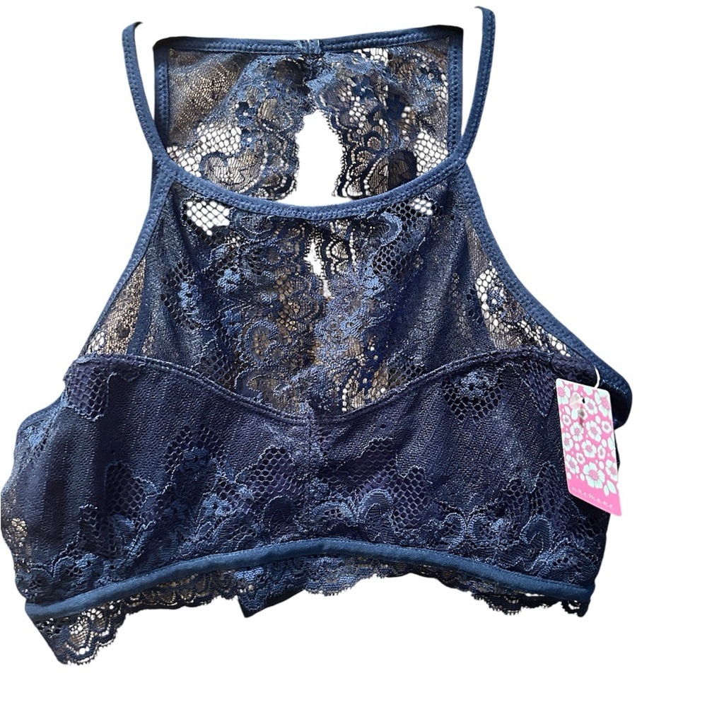 NWT Navt Lace High-Neck Bralette in Navy
